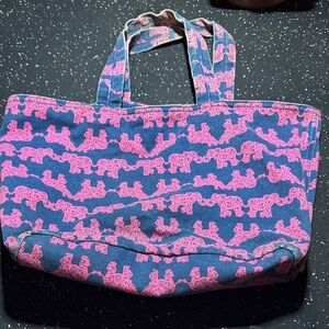 Lilly Pulitzer Pink and Blue Animal Print Tote